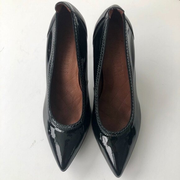 HISPANITAS black patent leather pump shoes, 3.5" sturdy high heels EU 39 US 8.5 - Picture 2 of 16